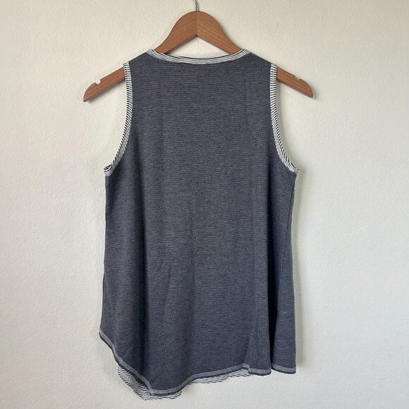 IC by Connie K Top Womens Medium Gray Striped Sleeveless Asymmetric Hem Tank M - Picture 6 of 7